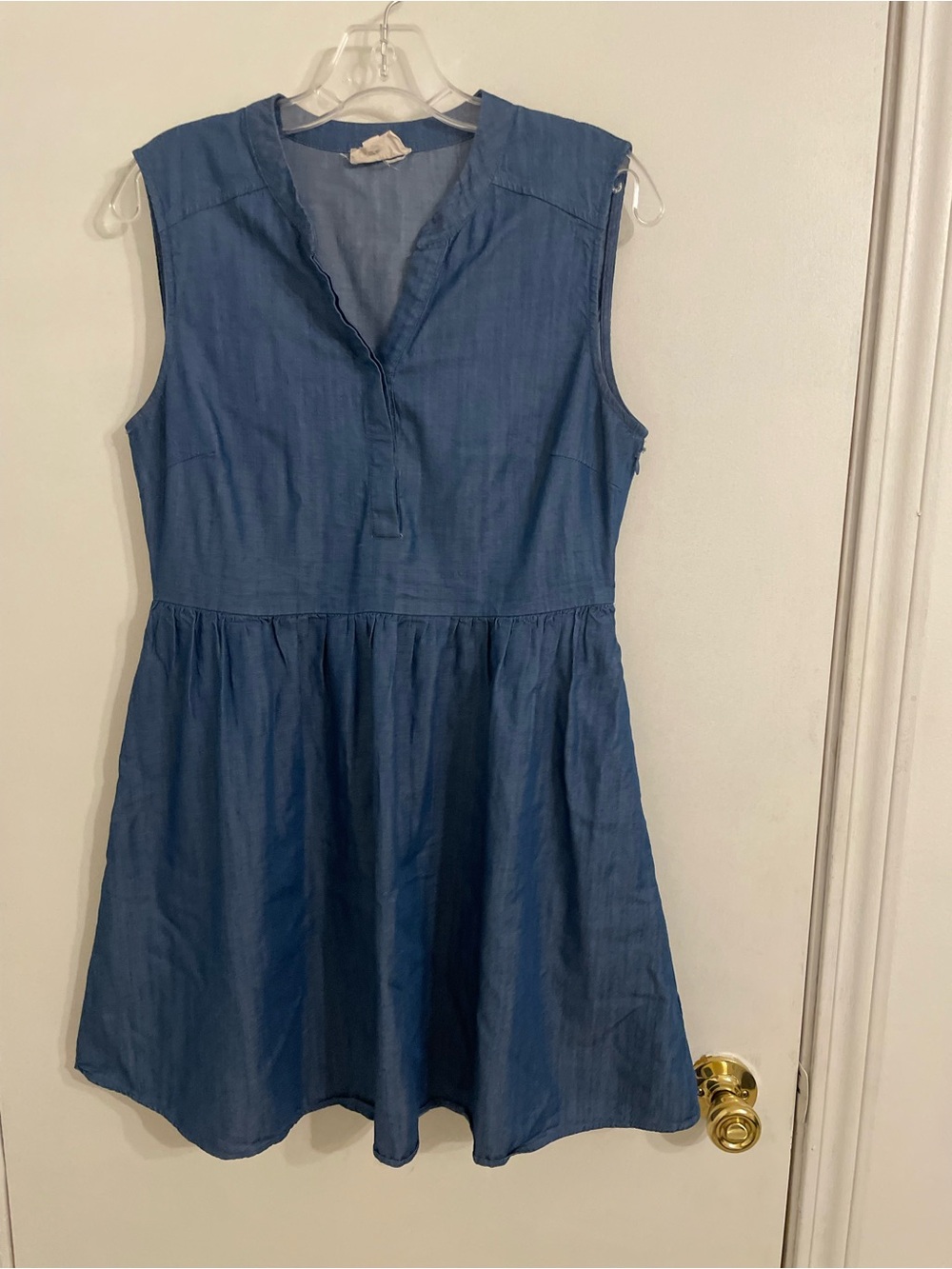 Everly Blue Sleeveless Chambray Mini Dress